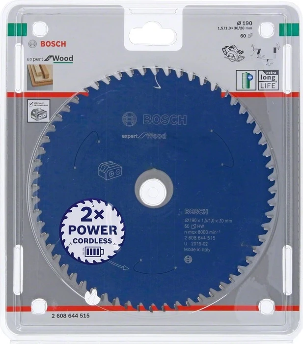 Bosch Professional Expert for Wood Kreissägeblatt 60Z, 190x1x30mm, 1 Stück