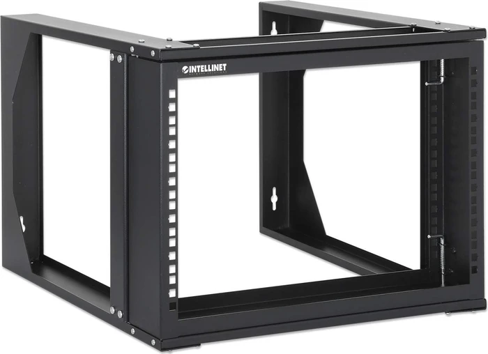 Intellinet 19" 2-Pfosten Laborgestell 6HE, zur Wandmontage, 2 Tragschienen, Flatpack, RAL 9004, 450mm tief