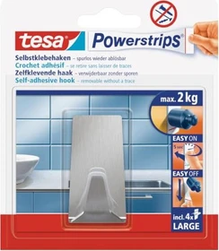 tesa Powerstrips Haken Metall large chrom, 1 Stück