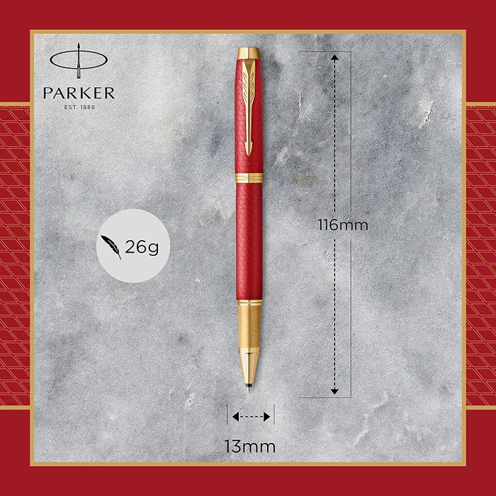 Parker IM Premium Tintenroller (Mine) red lacquer/gold trim, Geschenkbox (2143647) – Bild 2 von 7