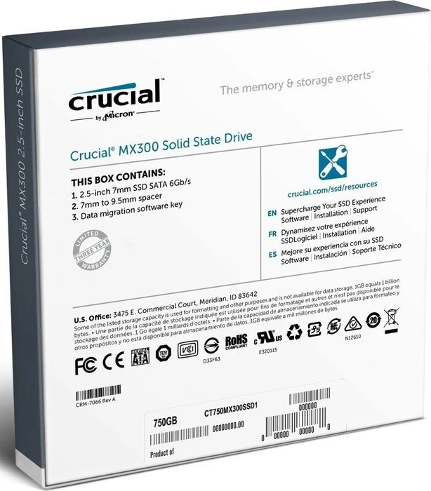 Crucial MX300 750GB, 2.5" / SATA 6Gb/s