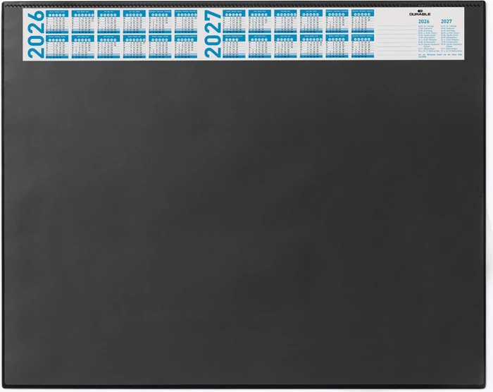 Durable 7204 Schreibunterlage mit Jahreskalender und transparenter Abdeckung, 650x520mm, schwarz