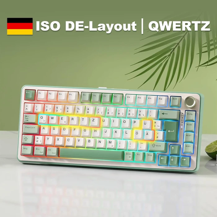 Yunzii B75 Pro, Matcha Green, beige, Milk Switch, USB/Bluetooth, DE