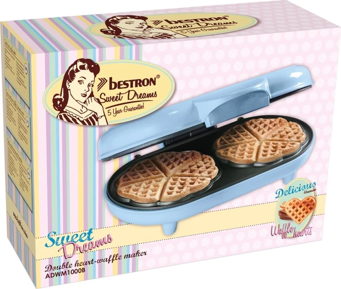 Bestron ADWM1000B Herzwaffelautomat Waffeleisen blau