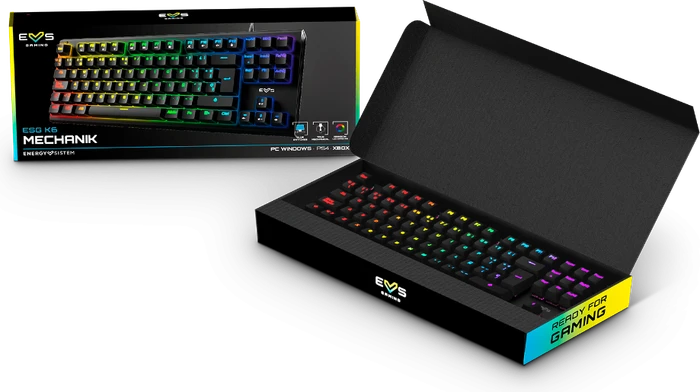 Energy Sistem ESG K6 Mechanik TKL Gaming Keyboard, LEDs RGB, BLUE Switches, USB, ES