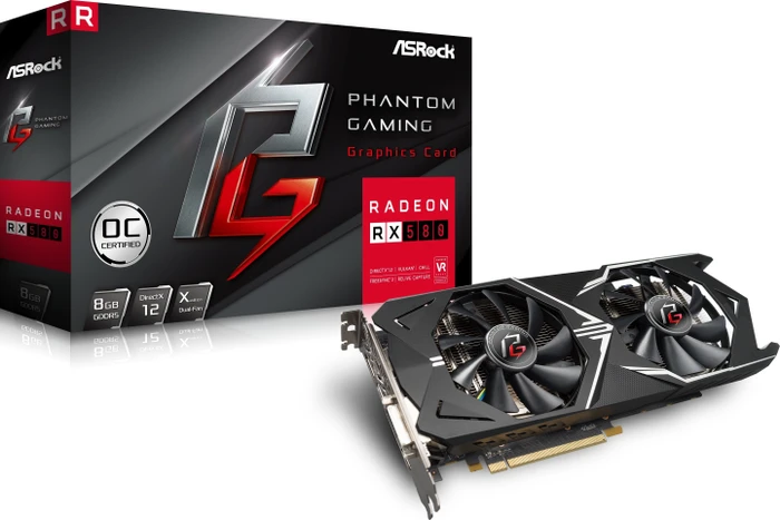 ASRock Radeon RX 580 8G OC, PHANTOM GXR RX580 8G OC, 8GB GDDR5, DVI, HDMI, 3x DP