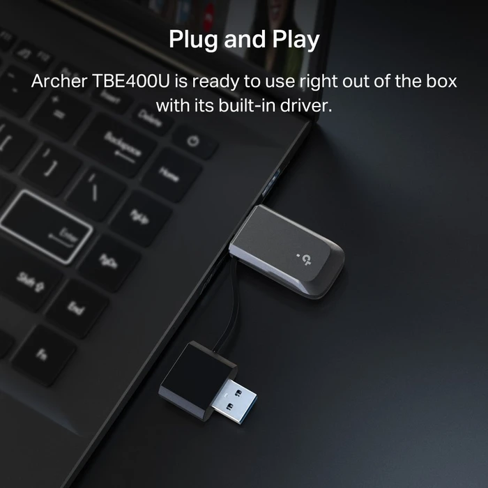 TP-Link TBE230U, Wi-Fi 7, BE6500, 2.4GHz/5GHz/6GHz WLAN, USB-C 3.0/USB-A 3.0 [Stecker]