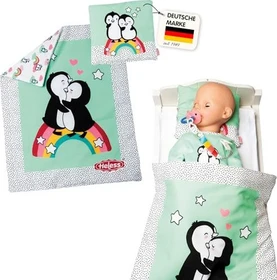 Heless Puppen-Bettdecke Pinguin Pünktchen mit Kissen