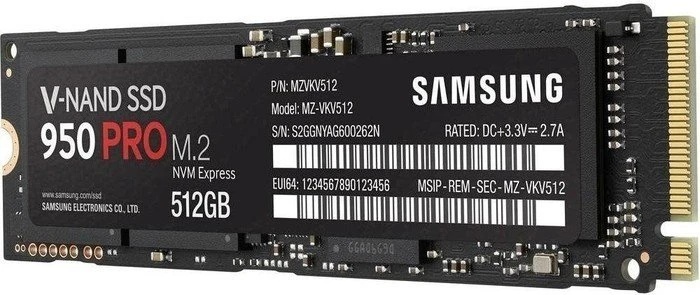 Samsung SSD 950 PRO 512GB, 512B, M.2 2280 / M-Key / PCIe 3.0 x4