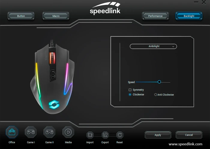 Speedlink Decus NX RGB Gaming Mouse schwarz, USB