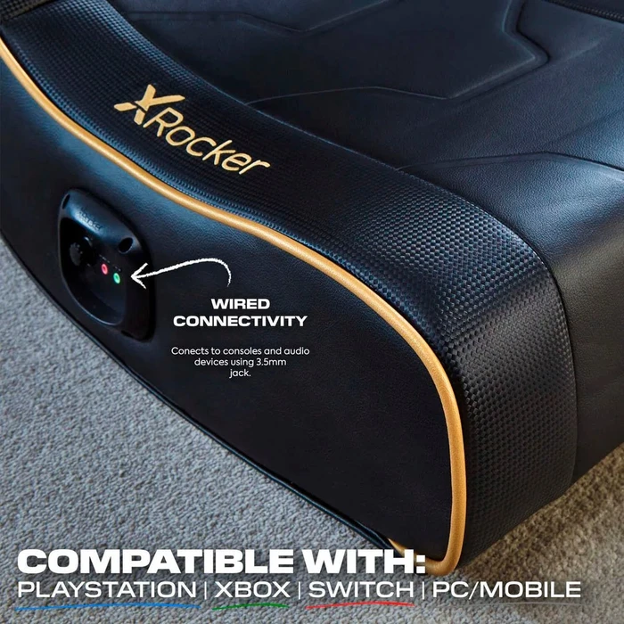 X Rocker Shadow 2.0 Audio Floor Rocker Gaming-Bodensessel für Kinder/Jugendliche, schwarz/gold
