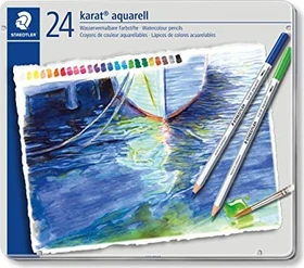 Staedtler Karat Aquarell 125 Aquarellstift sortiert, Metalletui, 24er-Pack