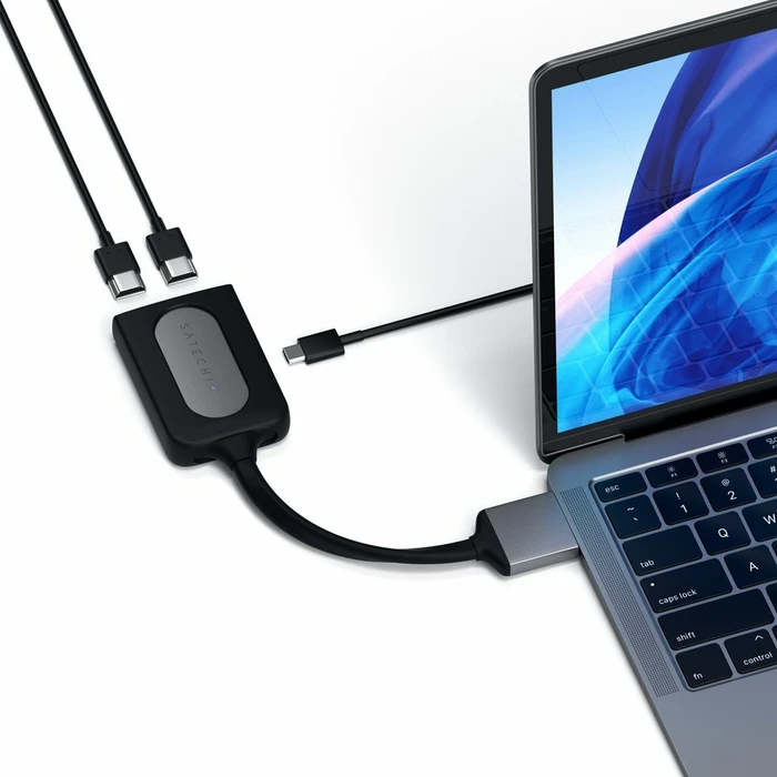 Satechi 4K 60Hz 2x USB-C auf Dual HDMI Adapter, space gray