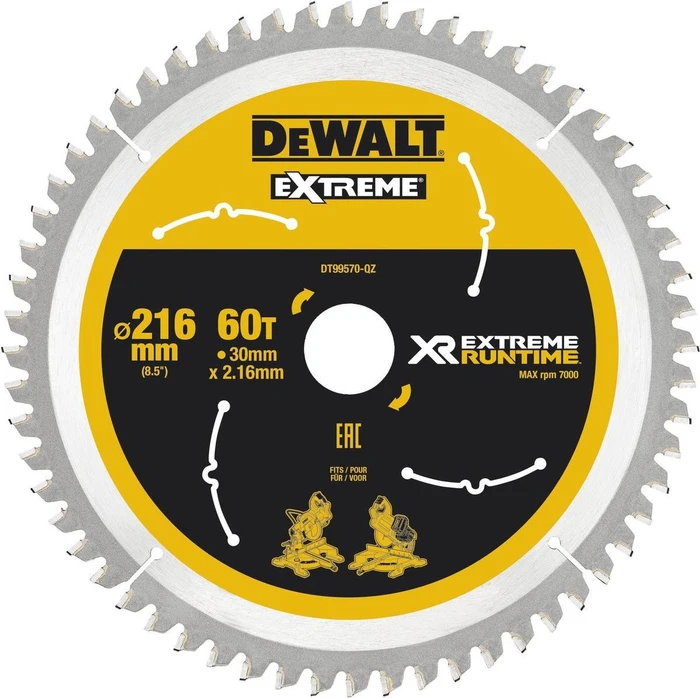 DeWalt DT99570 Extreme Runtime Kreissägeblatt 60Z, 216x1.6x30mm, 1 Stück