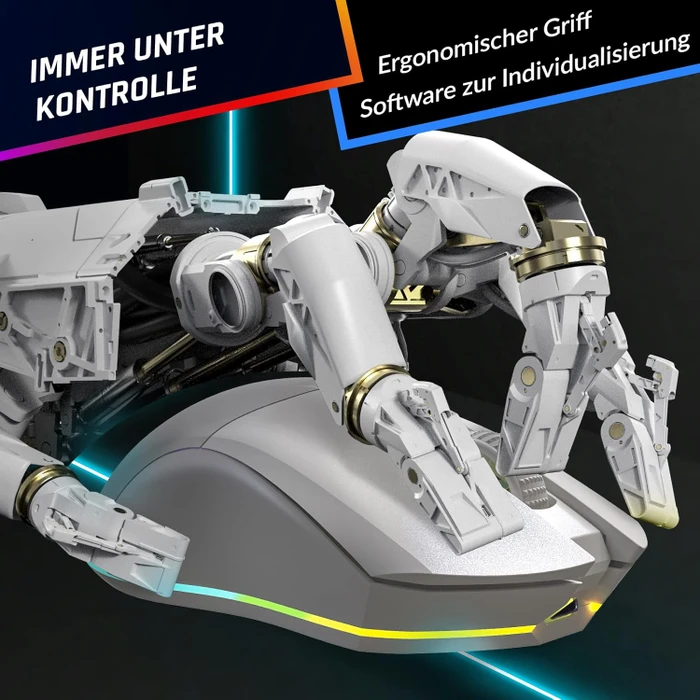 Klim Blaze Pro Rechargeable Wireless RGB mit Ladestation, weiß, USB