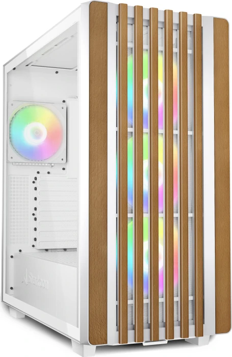 Sharkoon Rebel C70G RGB, weiß/braun, Glasfenster
