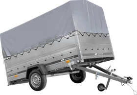 Unitrailer Garden Trailer 265 Kipp mit zusätzlichen Bordwänden, 80cm Rahmen und grauer Plane