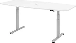 Hammerbacher Ergonomic Aktiv XDSM22/W/S elektrisch höhenverstellbarer Konferenztisch 220x103cm weiß/silber