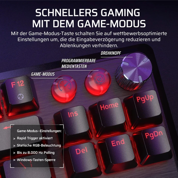 Corsair Gaming K70 PRO TKL Magnetic-Mechanical, schwarz, Corsair MGX Hyperdrive, USB, DE