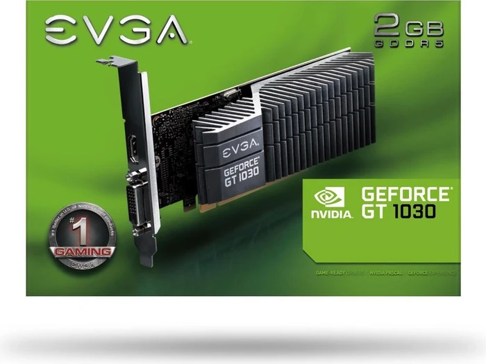 EVGA GeForce GT 1030 SC Passive Low Profile, 2GB GDDR5, DVI, HDMI