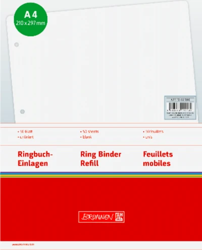 Brunnen Ringbucheinlage Papiereinlage, A4, glatt, 50 Blatt
