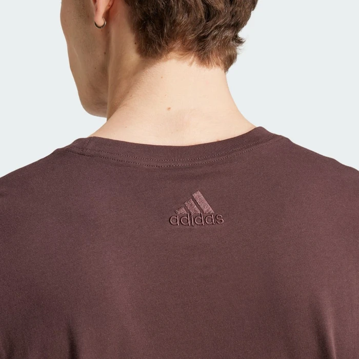 adidas Essentials Single Jersey Linear Embroidered Logo T-Shirt kurzarm shadow brown (Herren)