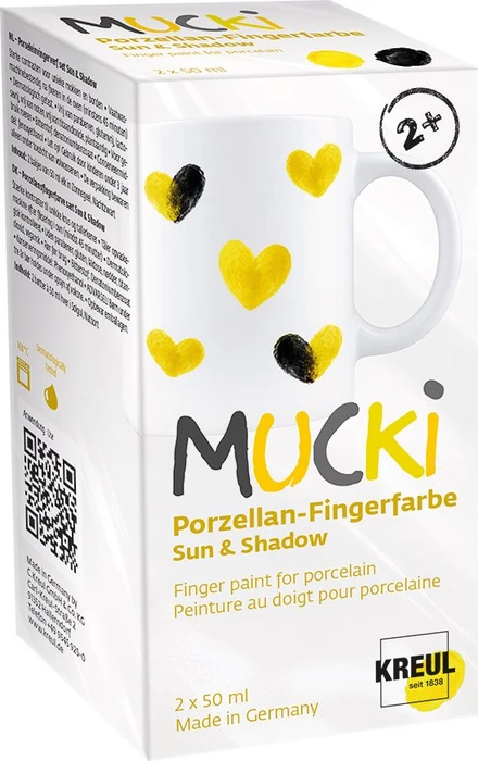 Kreul Mucki Porzellan-Fingerfarbe, gelb/schwarz, 50ml, 2er-Set