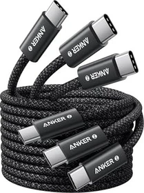 Anker USB-C to USB-C Cable (1.5m, 240W, geflochten) schwarz. 3er-Pack