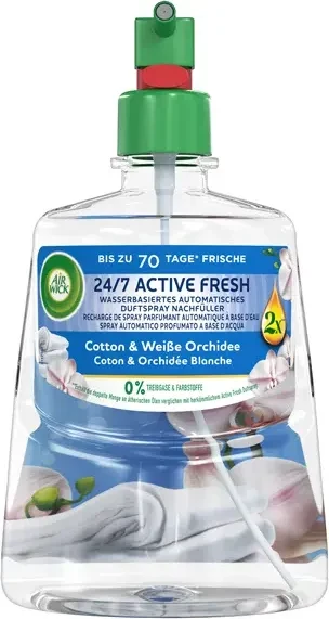 Air Wick 24/7 Active Fresh Cotton & Weiße Orchidee Duftspray Refill, 228ml