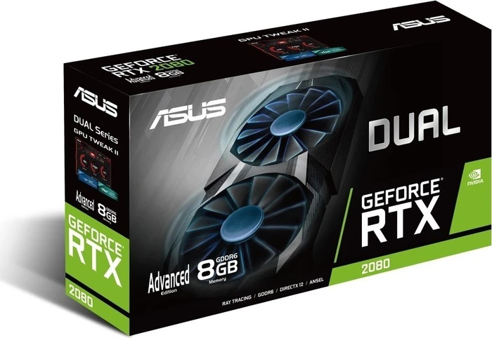 ASUS Dual GeForce RTX 2080 Advanced, DUAL-RTX2080-A8G, 8GB GDDR6, HDMI, USB-C, 3x DP