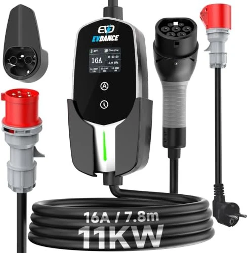 Evdance Mobile Wallbox 11kW Typ 2, 7.8m Ladekabel