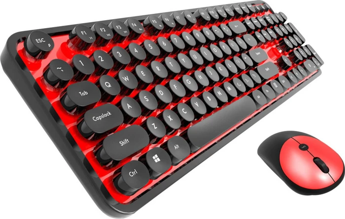 Renkforce RF-DS-Retro Funk-Tastatur-Maus-Set schwarz/rot, USB, DE