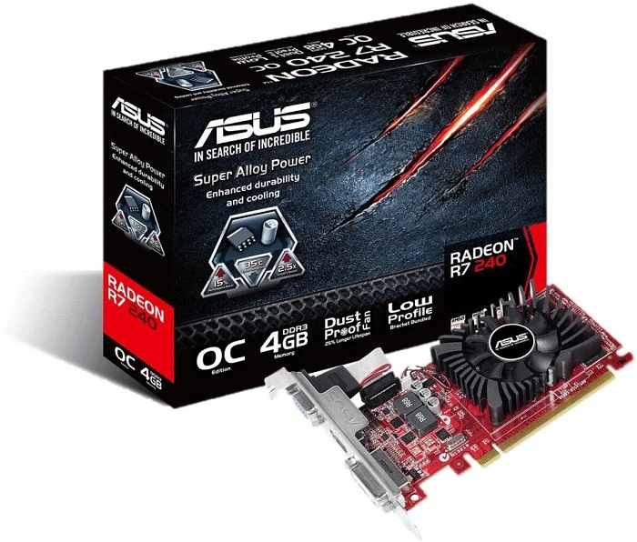 ASUS Radeon R7 240, R7240-OC-4GD3-L, 4GB DDR3, VGA, DVI, HDMI