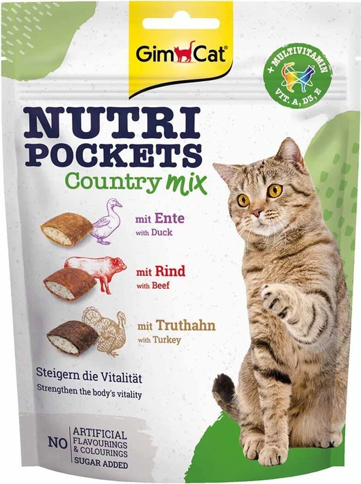 Gimborn GimCat Nutri Pockets - Country MIX Ente/Rind/Truthahn, 750g (5x 150g)