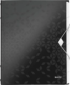 Leitz WOW Ordnungsmappe, 6 Fächer, A4, schwarz metallic