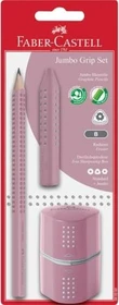 Faber-Castell Jumbo Grip Schreibset Bleistift B graphit, rose shadow, Radierer, Anspitzer