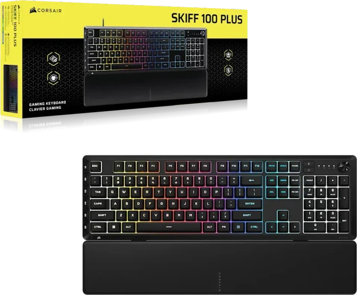 Corsair SKIFF 100 PLUS, schwarz, LEDs RGB, USB, DE