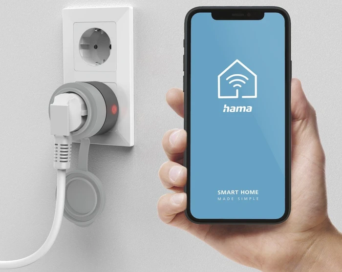 Hama WLAN-Steckdose Outdoor, Smart-Steckdose, grau