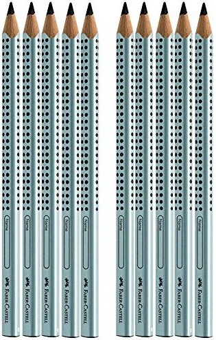 Faber-Castell Jumbo Grip Bleistift B graphit, silber, 2er-Pack