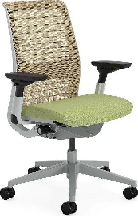 Steelcase Think Bürostuhl mit Armlehnen, beige/grün