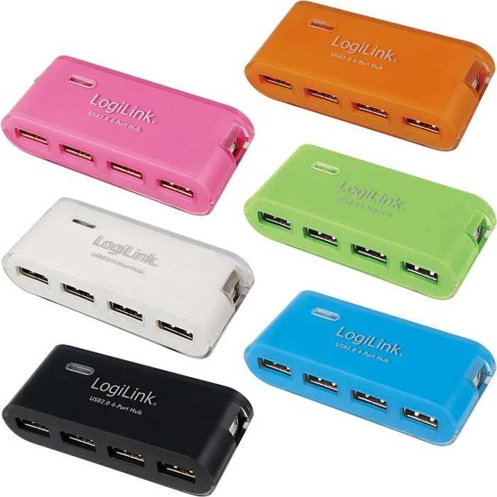 LogiLink schwarz USB-Hub, 4x USB-A 2.0, USB-B 2.0 [Buchse]