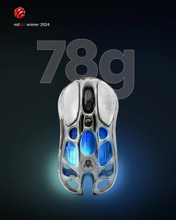 GravaStar Mercury M1 Pro Wireless Gaming Mouse, Battle Worn Edition Silver Mist, USB/Bluetooth