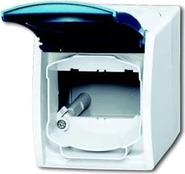 Busch-Jaeger Ocean Leergehäuse mit Beschriftungsfeld mit Klappdeckel, grau/blaugrün