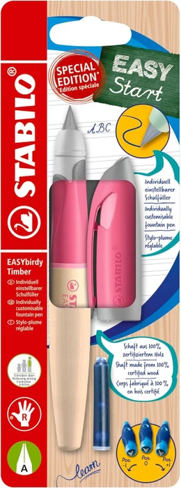 STABILO EASYbirdy Timber Ergonomischer Schulfüller mit Holzschaft