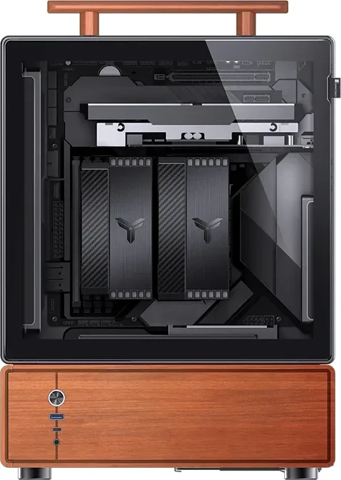 Jonsbo T7 Black, schwarz/braun, Glasfenster