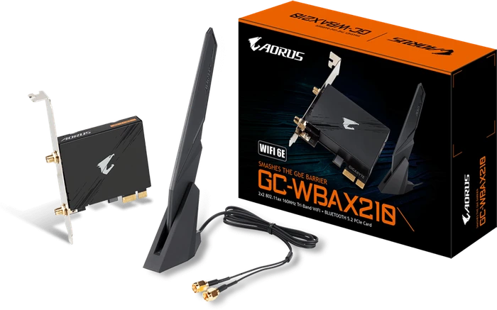 GIGABYTE GC-WBAX210, 2.4GHz/5GHz/6GHz WLAN, Bluetooth 5.2, PCIe x1