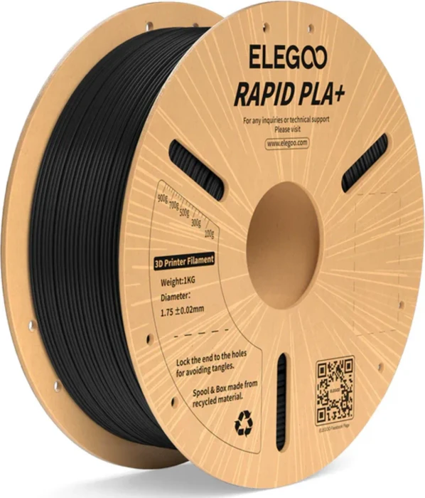 Elegoo Rapid PLA+, schwarz, Spule, 1.75mm, 1.00kg