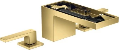Hansgrohe Axor MyEdition 3-Loch Waschbeckenarmatur 70 mit Push-Open Ablaufgarnitur ohne Platte polished goldoptik