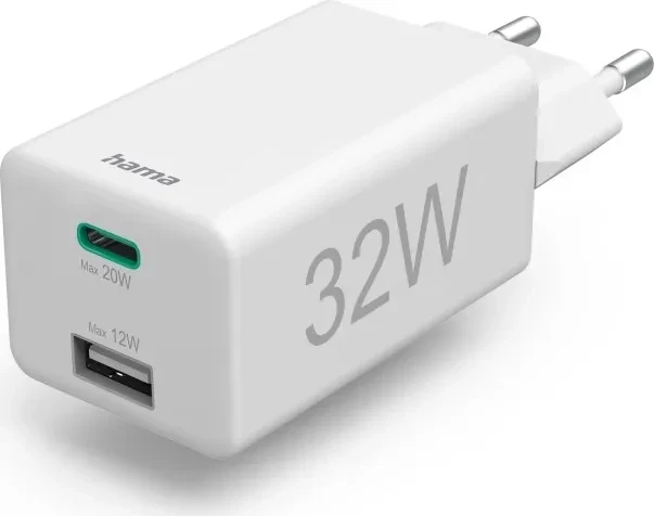 Hama Schnellladegerät USB-C/USB-A PD 32W weiß