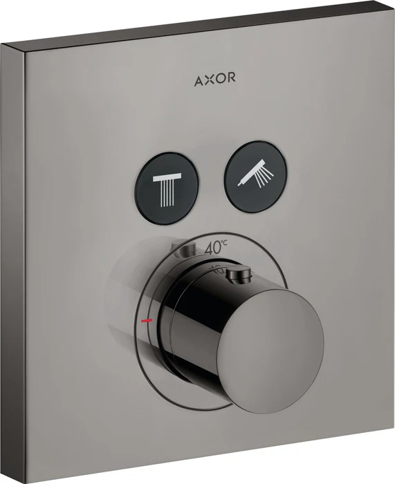 Hansgrohe Axor ShowerSelect eckig Thermostat mit 2 Ventilen polished black chrome